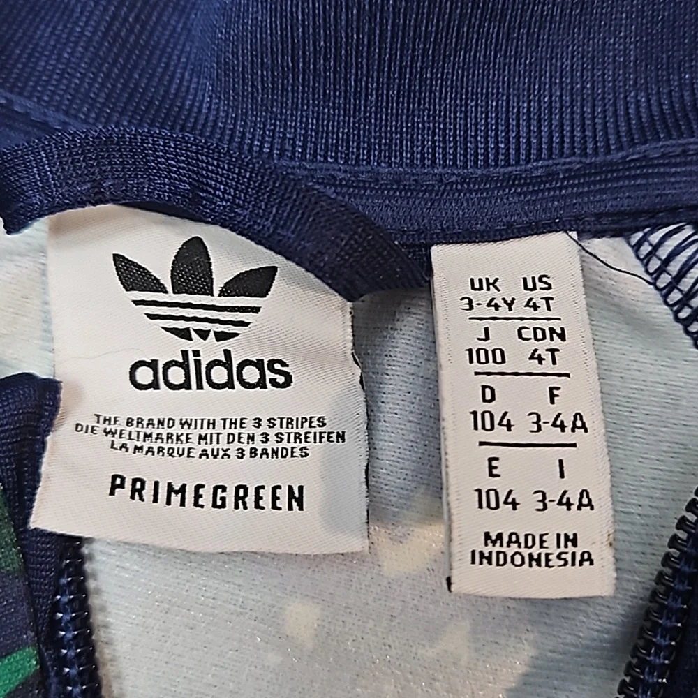 Adidas Track Jacket Camo Print Size 4T Blue Green Yellow Unisex
